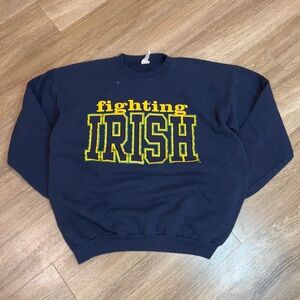 Vintage Notre Dame Crewneck Sweatshirt‎ Blue Fighting Irish 90s